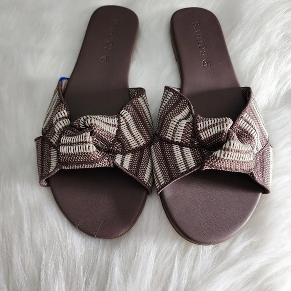 Rothy's The Knot Sandal in Taupe Stripe - Picture 4 of 8